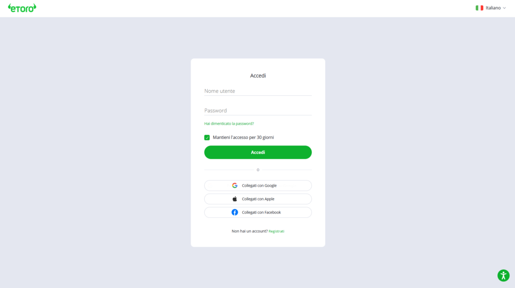 Processo di Login su eToro - PiattaformaTrading.IT Processo di Login su eToro